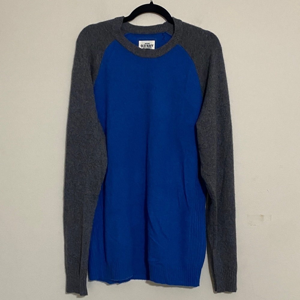 Old Navy Men's Sweater Blue Gray XL Cashmere soft pullover vintage office retro